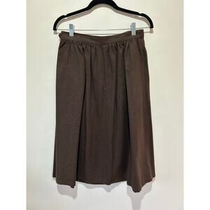 Vintage Take 1 chocoloate brown wool skirt size 12 midi pleated academia